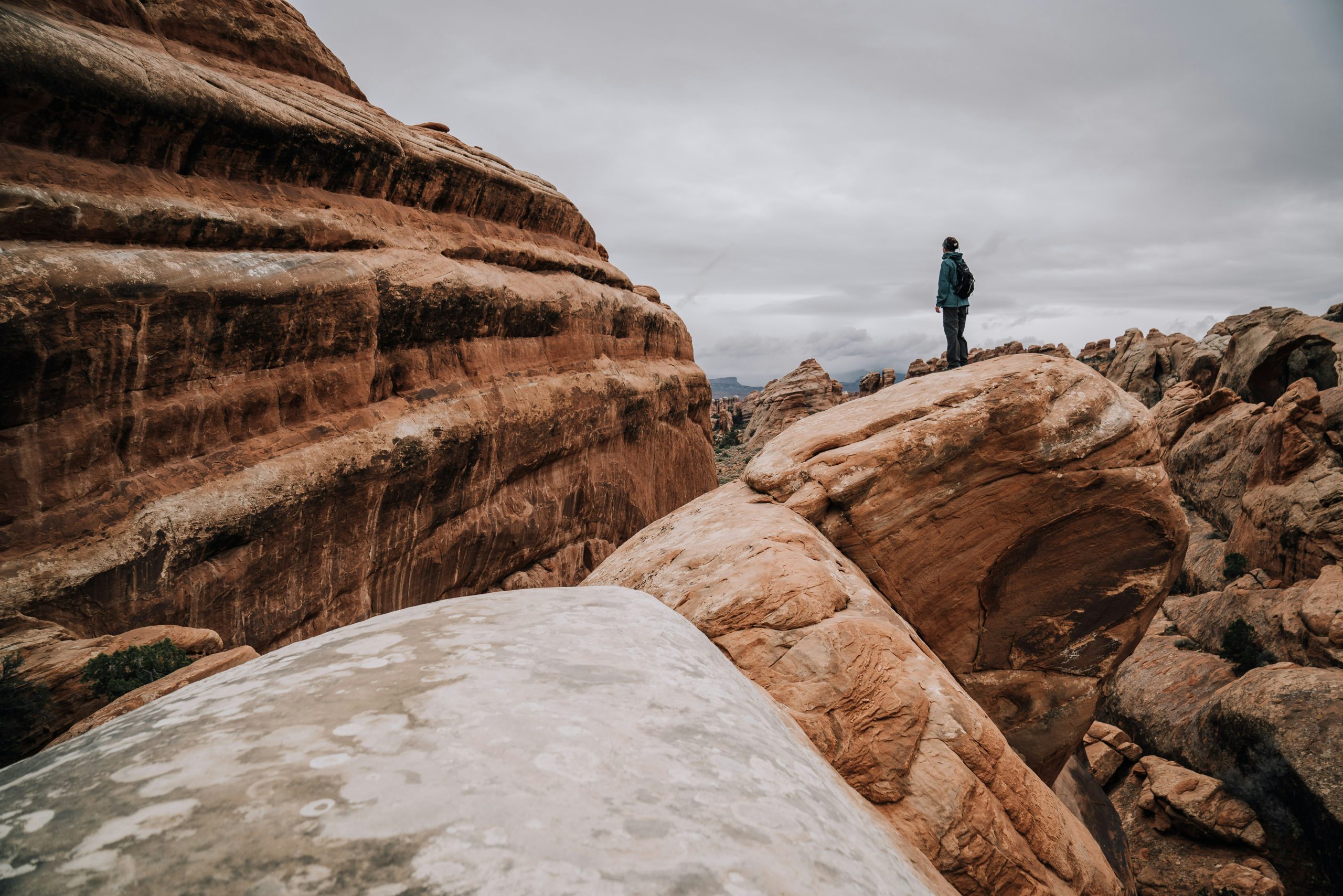 Woman on red rocks
